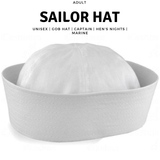 Adult White Sailor Hat Marine Unisex Gob Captain Navy Hen's Night Doughboy Cap - Front View