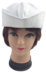 Adult White Sailor Hat Marine Unisex Gob Captain Navy Hen's Night Doughboy Cap - 45-Degree Angle