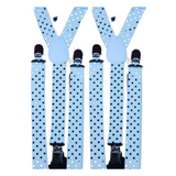 Men's Adjustable Clip-On Suspenders Braces with Black Polka Dots - 2 Pack, Formal Slim Design for Weddings and Events