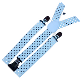 Men's Adjustable Clip-On Suspenders Braces with Black Polka Dots - 2 Pack, Formal Slim Design for Weddings and Events