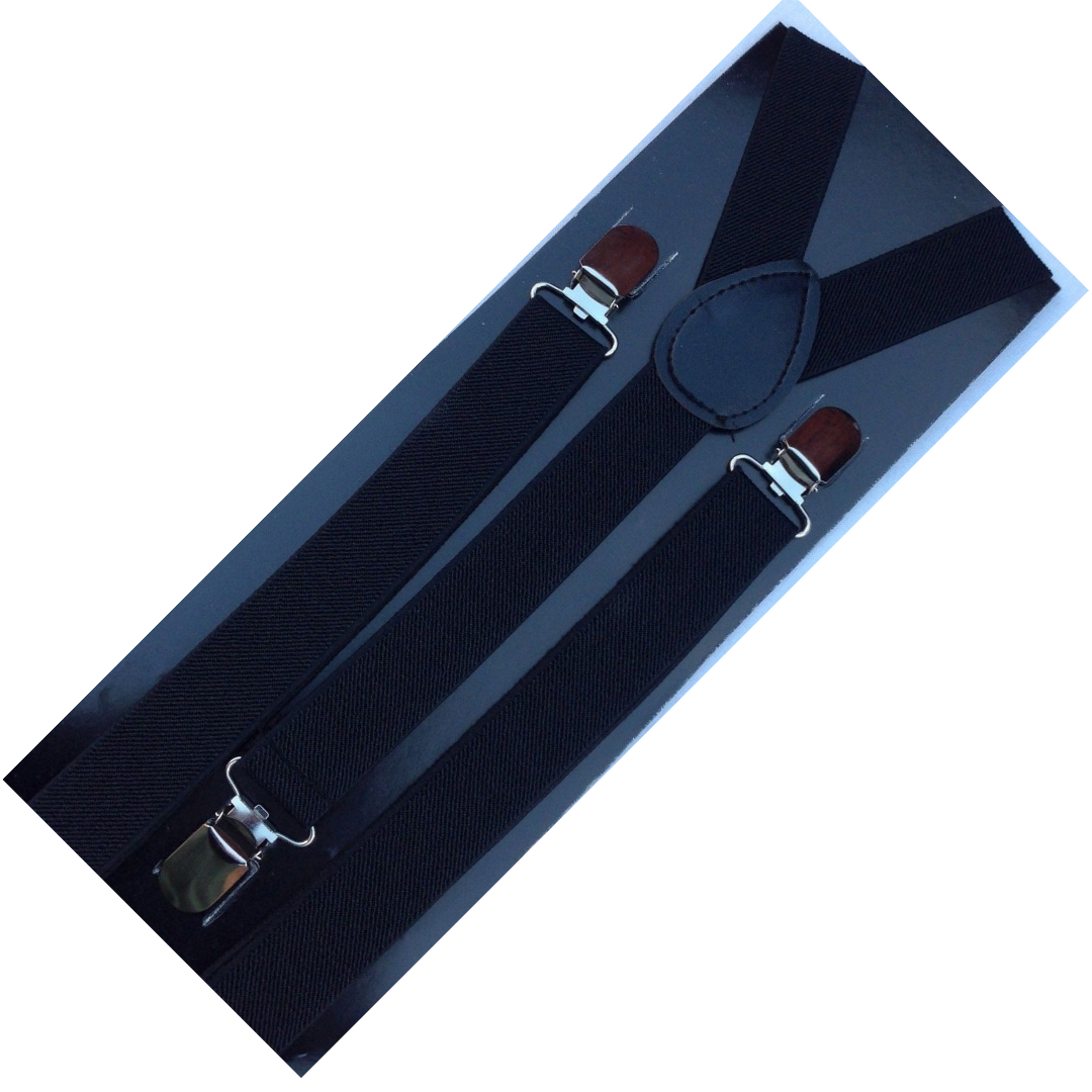 Adjustable Black Men's Suspenders Braces - 2 Pack Slim Fit Clip-On for Formal Events