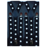 Double Pack of Men's Adjustable Clip-On Suspenders - Black with White Stars, Perfect for Weddings and Formal Occasions