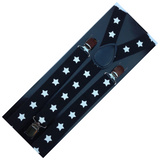 Double Pack of Men's Adjustable Clip-On Suspenders - Black with White Stars, Perfect for Weddings and Formal Occasions