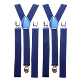 Adjustable Navy Men's Clip-On Suspenders Braces - 2 Pack, Formal Slim Fit