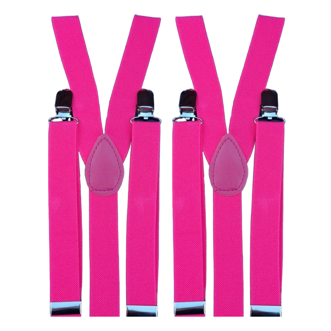 Adjustable Pink Men's Suspenders Braces - 2-Pack Slim Clip-On Elastic for Formal Events