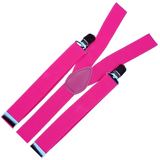 Adjustable Pink Men's Suspenders Braces - 2-Pack Slim Clip-On Elastic for Formal Events