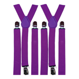 Adjustable Purple Clip-On Men's Suspenders Braces - 2 Pack for Weddings and Formal Events