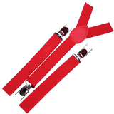 Adjustable Red Men's Suspenders Braces - 2 Pack Clip-On Elastic for Formal and Wedding Events