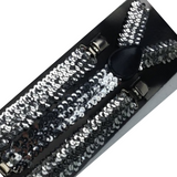 Adjustable Silver Sequin Men's Suspenders - 2-Pack Formal Braces for Weddings and Parties