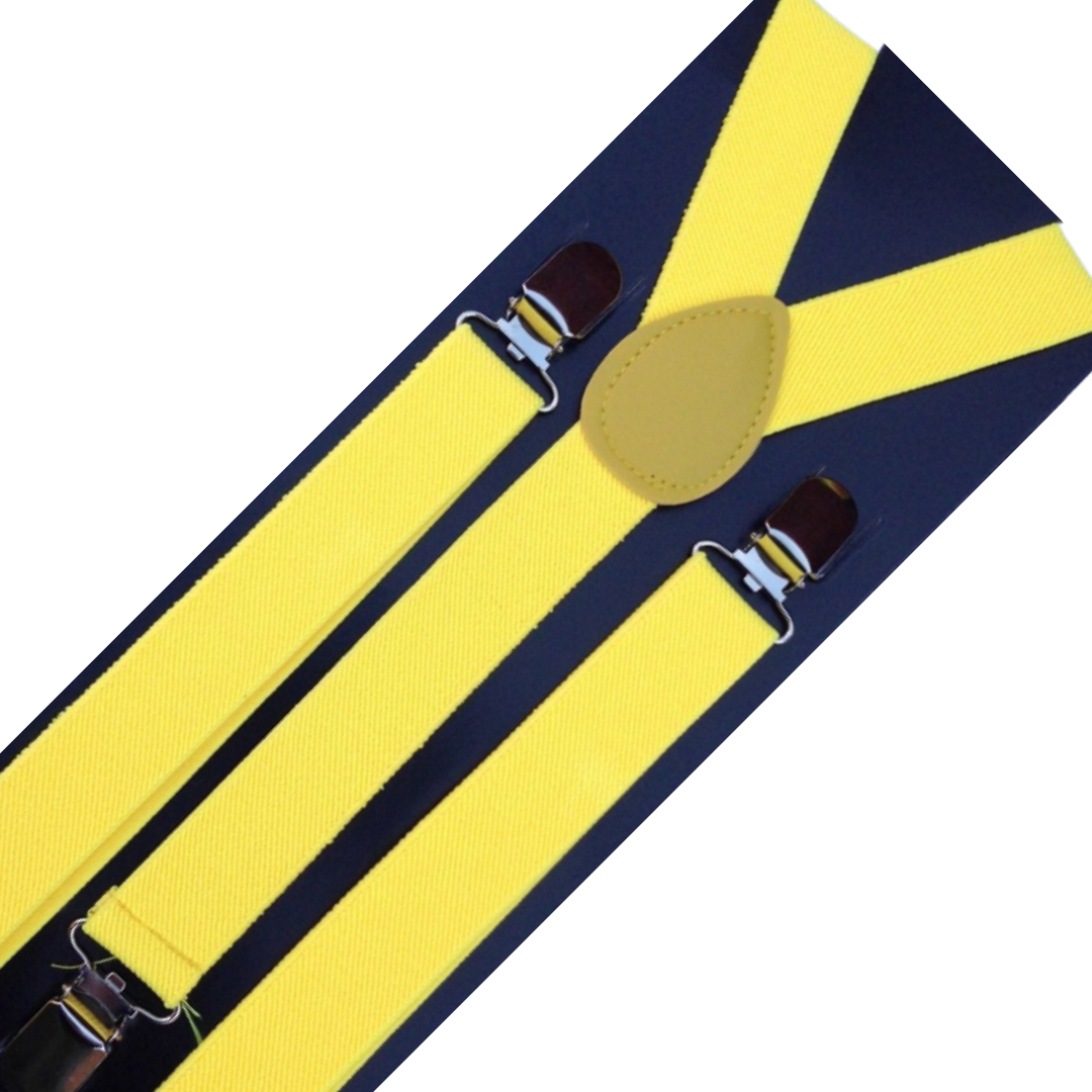 2-Pack Adjustable Men's Elastic Suspenders Braces - Yellow Slim Fit for Formal Events