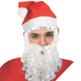 Adult Mens Santa Claus Hat & Beard Set Christmas Xmas Kit - Front View