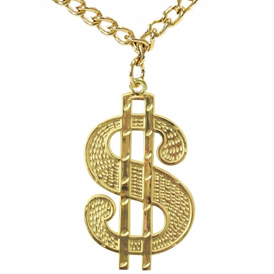 Bold 10cm Gold Chain Necklace with Faux Dollar Sign – Retro 90s Hip Hop Vibe