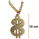 Bold 10cm Gold Chain Necklace with Faux Dollar Sign – Retro 90s Hip Hop Vibe