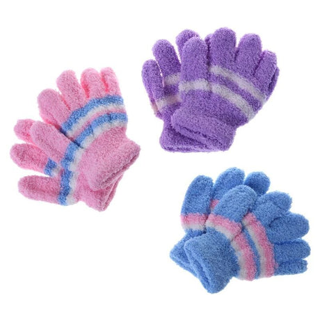 Kids' 3-Pack Cozy Coral Fleece Full-Finger Gloves - Winter Warmth for Boys and Girls