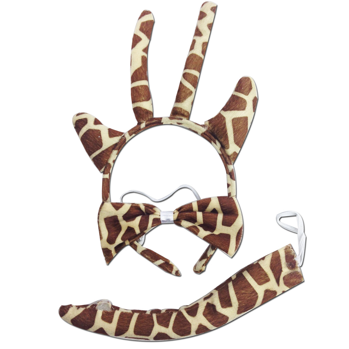 Giraffe-Inspired 3-Piece Costume Ensemble with Bow Tie, Tail, and Ears for Kids' Dress-Up Events