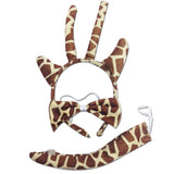 Giraffe-Inspired 3-Piece Costume Ensemble with Bow Tie, Tail, and Ears for Kids' Dress-Up Events - Front View