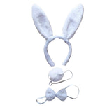 White Rabbit 3-Piece Costume Accessory Set with Ears, Bow Tie, and Tail for Festive Occasions