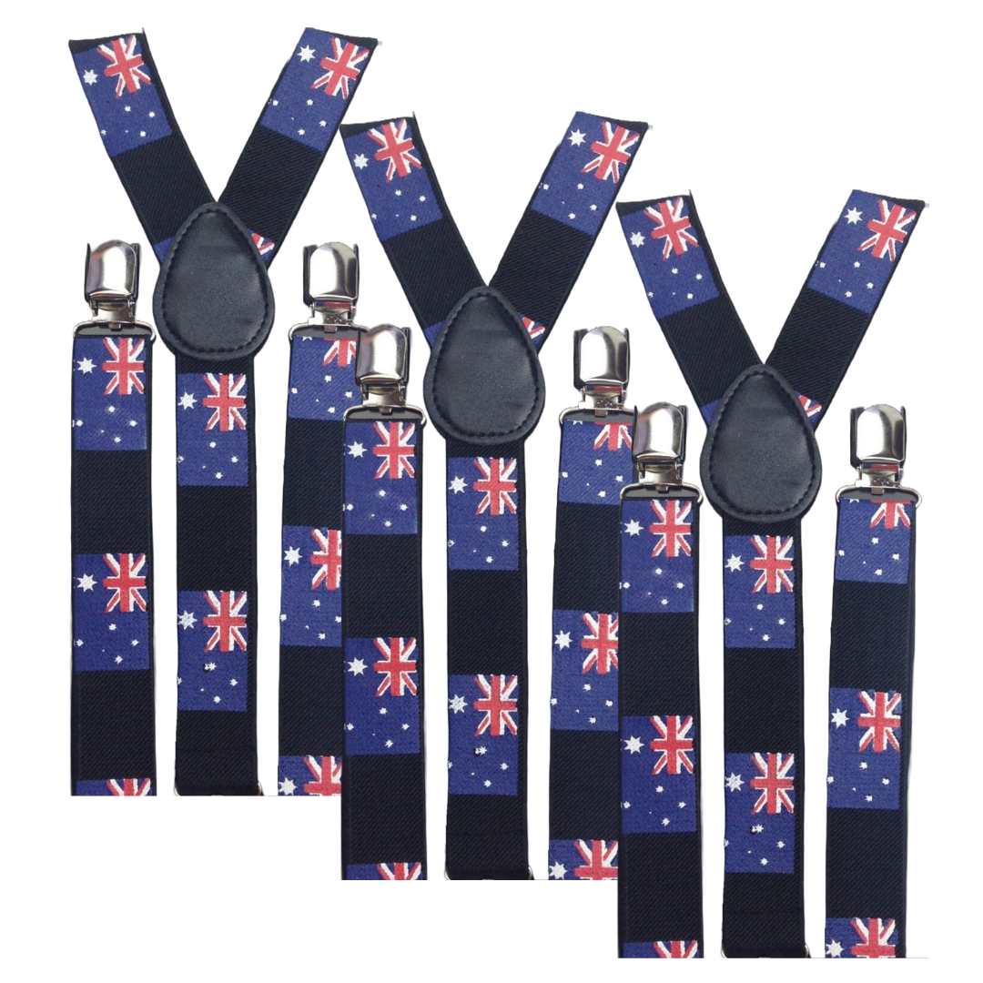 Adjustable Elastic Men's Suspenders Braces - Australia Flag Design for Formal and Wedding Events