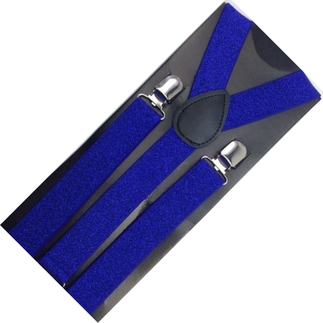 3-Pack Adjustable Men's Glitter Blue Suspenders - Strong Clip-On Elastic for Formal Events