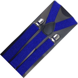 3-Pack Adjustable Men's Glitter Blue Suspenders - Strong Clip-On Elastic for Formal Events