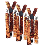 Men's Adjustable Sequin Suspenders - 3-Pack Slim Fit Clip-On Braces in Orange for Formal Events