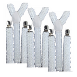 3-Pack Adjustable Men's Elastic Suspenders - White Sequin Finish for Formal Events and Weddings