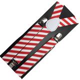 Adjustable Red/White Diagonal Striped Men's Suspenders Braces - 3-Pack for Formal Events and Weddings