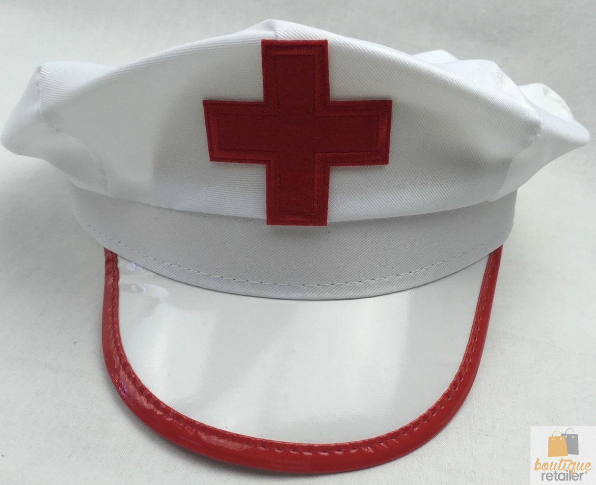 Halloween Nurse Hat - White and Red Costume Accessory for Parties