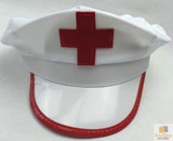 Halloween Nurse Hat - White and Red Costume Accessory for Parties - Front View