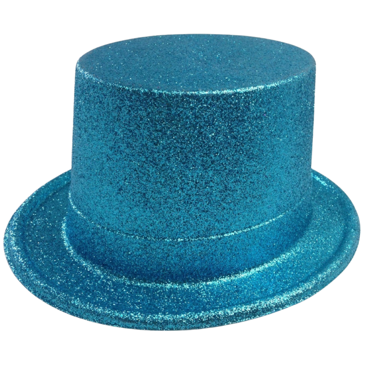 Bulk Set of 6 Sky Blue Glitter Top Hats for Fancy Dress Parties - Fun Costume Accessory