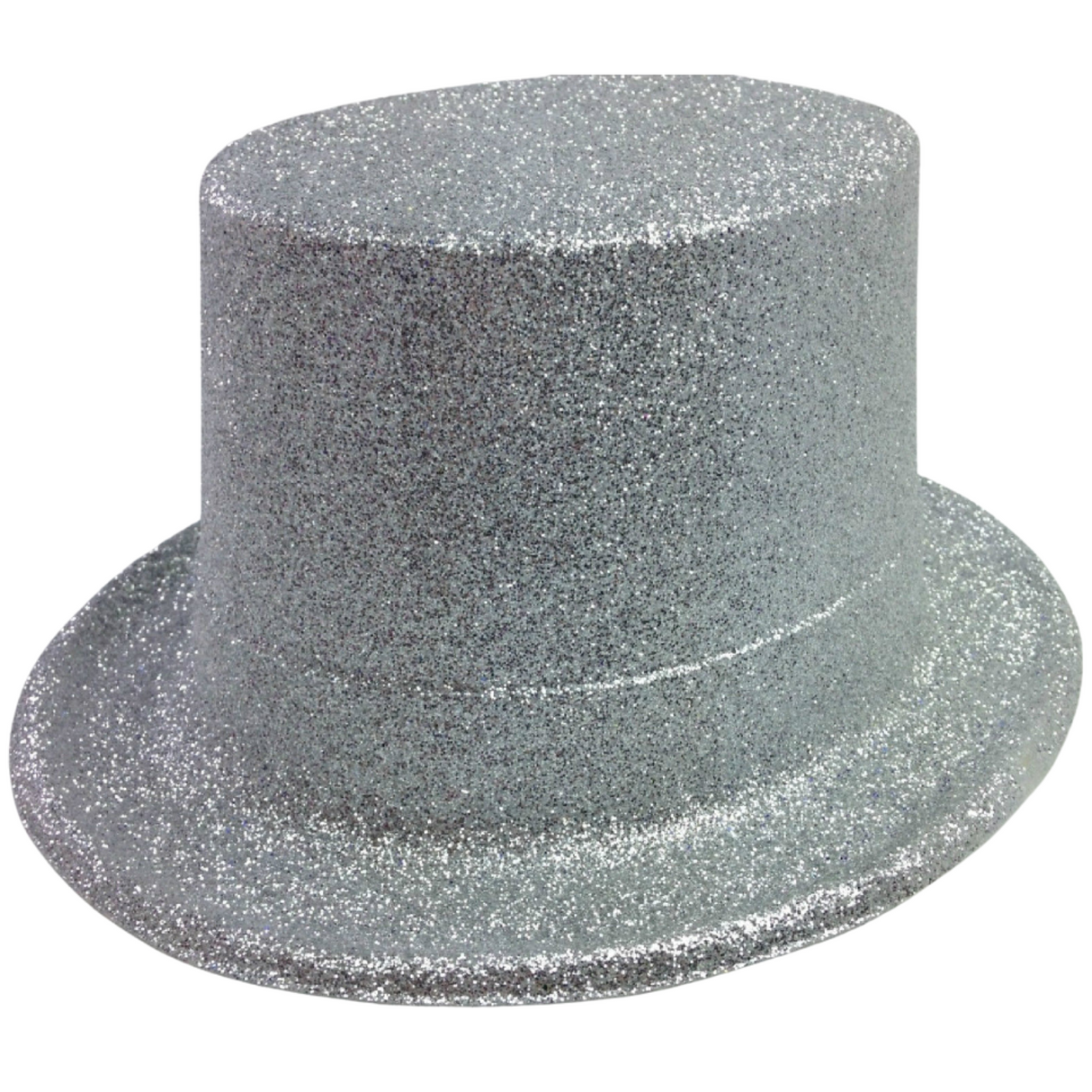 Bulk Set of 6 Sparkling Silver Top Hats - Fun Fancy Dress Accessories - One Size Fits Most