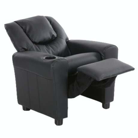 William Kids Recliner Chair - Black PU Armchair for Children