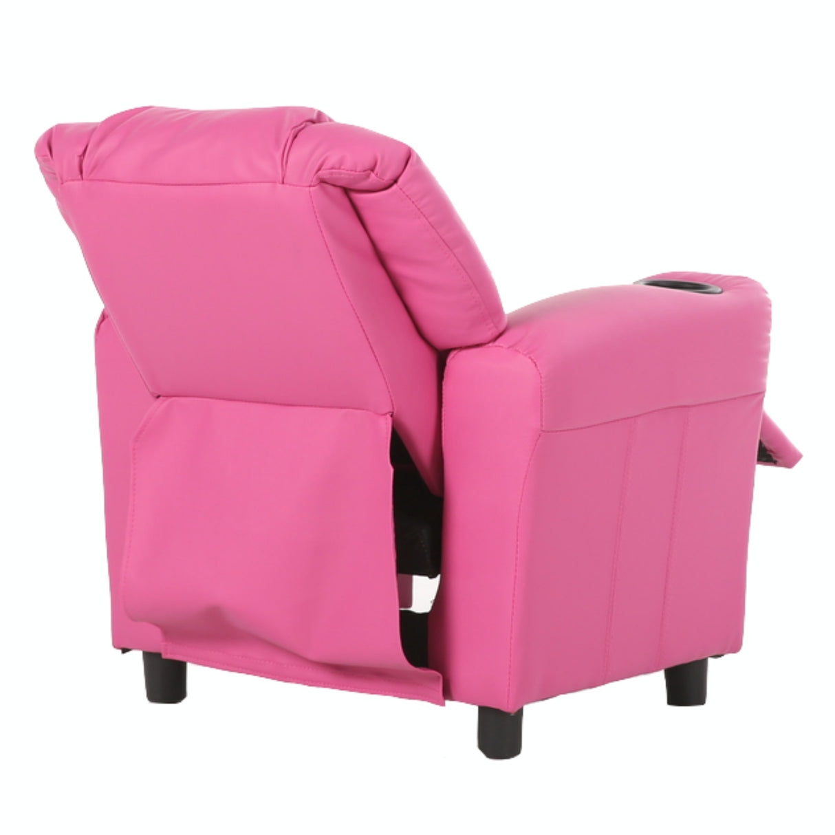 Kids Pink Recliner Armchair - Oliver Children's Lounge Sofa with Cup Holder