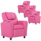 Set of 4 Pink PU Recliner Chairs for Kids - Oliver Lounge Sofa Armchairs