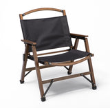 Black Bamboo Canvas Portable Outdoor Camping Chair - Foldable Design for Travel and Picnics