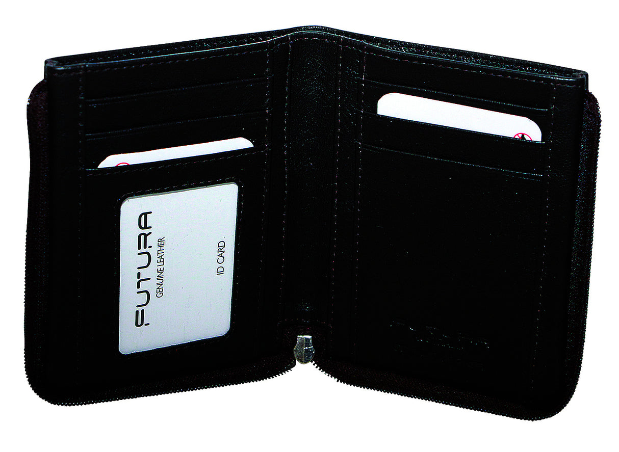 Futura Black RFID Leather Zip Wallet