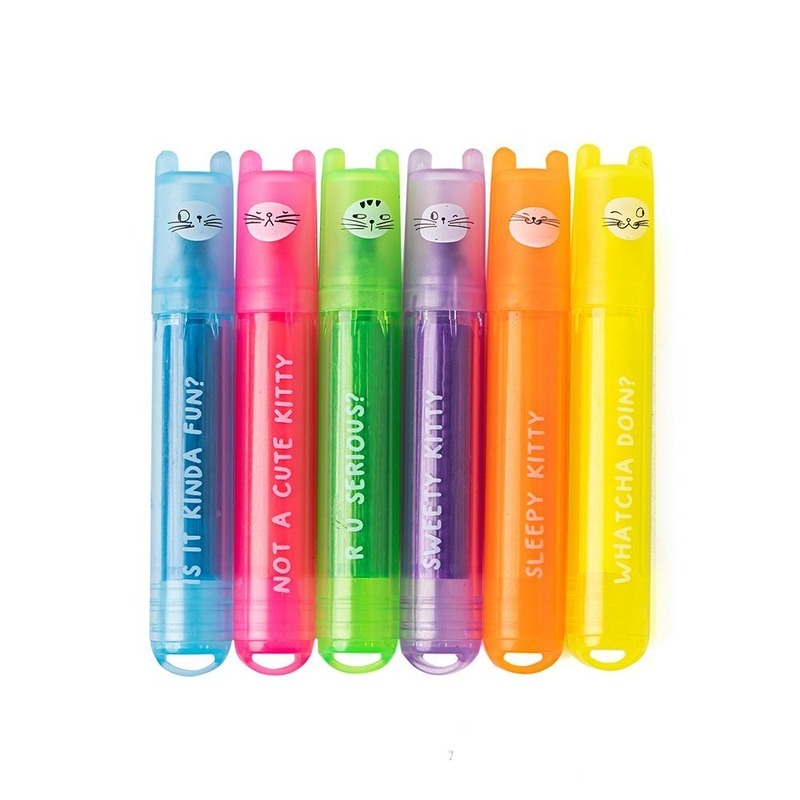 Whimsical Cat-Inspired Scented Mini Highlighters Set of 6