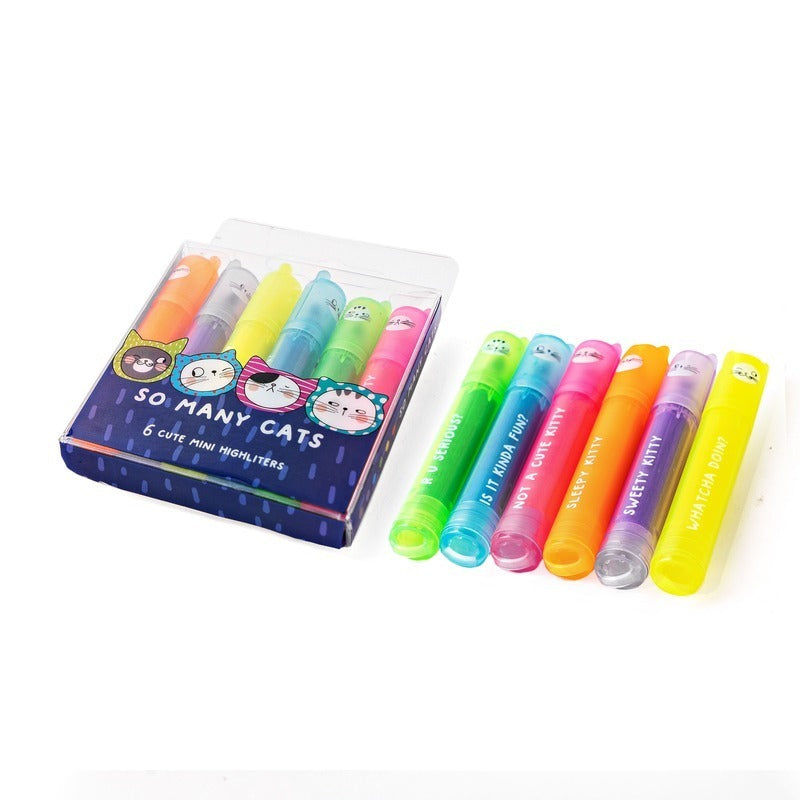 Whimsical Cat-Inspired Scented Mini Highlighters Set of 6