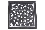 BANDANA Paisley 100% COTTON Head Wrap Durag Bandanna Summer Biker Scarf Mask - Yin Yang (Black/White) - Front View