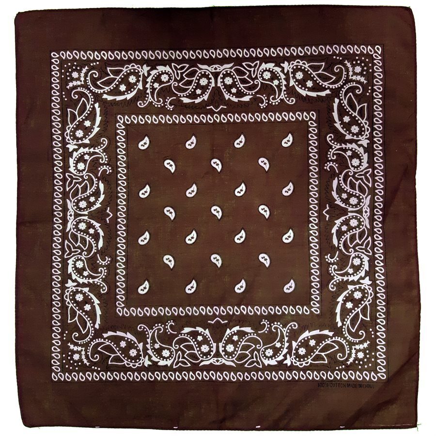 BANDANA Paisley 100% COTTON Head Wrap Durag Bandanna Summer Biker Scarf Mask - Brown