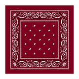 BANDANA Paisley 100% COTTON Head Wrap Durag Bandanna Summer Biker Scarf Mask - Burgundy