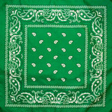 BANDANA Paisley 100% COTTON Head Wrap Durag Bandanna Summer Biker Scarf Mask - Dark Green - Front View