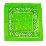 BANDANA Paisley 100% COTTON Head Wrap Durag Bandanna Summer Biker Scarf Mask - Light Green - Front View