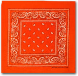 BANDANA Paisley 100% COTTON Head Wrap Durag Bandanna Summer Biker Scarf Mask - Orange - Front View