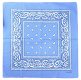 BANDANA Paisley 100% COTTON Head Wrap Durag Bandanna Summer Biker Scarf Mask - Sky Blue