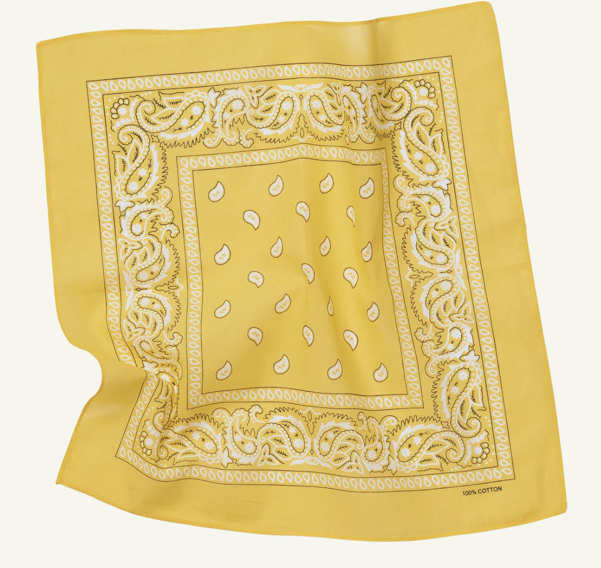 BANDANA Paisley 100% COTTON Head Wrap Durag Bandanna Summer Biker Scarf Mask - Yellow