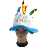 Birthday Cake Party Hat with Candles - Blue Fancy Dress Costume