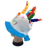 Birthday Cake Party Hat with Candles - Blue Fancy Dress Costume