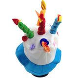 Birthday Cake Party Hat with Candles - Blue Fancy Dress Costume