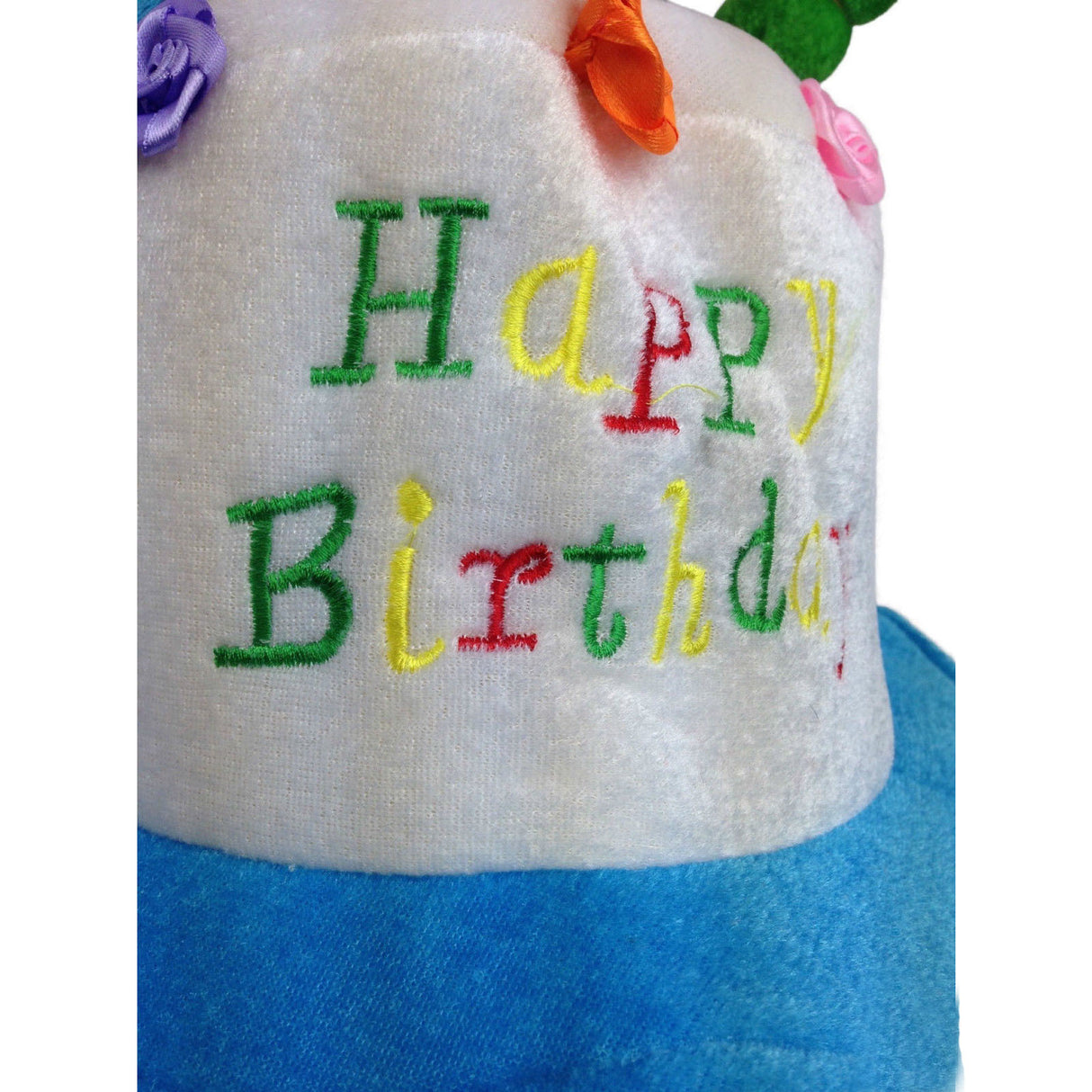 Birthday Cake Party Hat with Candles - Blue Fancy Dress Costume